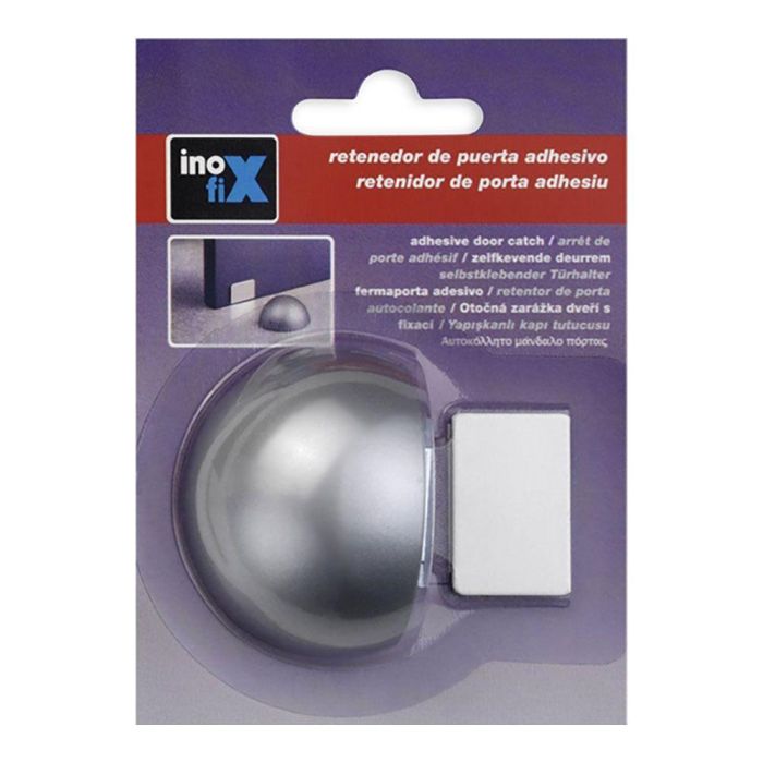 Inofix Retenedor Adhesivo Magnético Cromo Mate para Puertas de Interior 24 x 48 x 31 mm