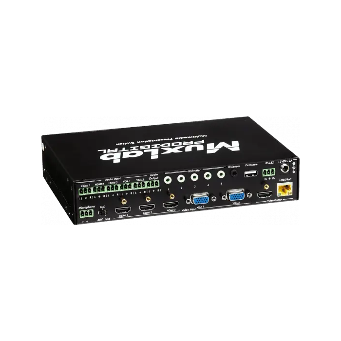 MUXLAB Selector HDBaseT HDMI VGA 5X1 con 3 Entradas HDMI, 2 VGA y Salida 70m 1080p 1