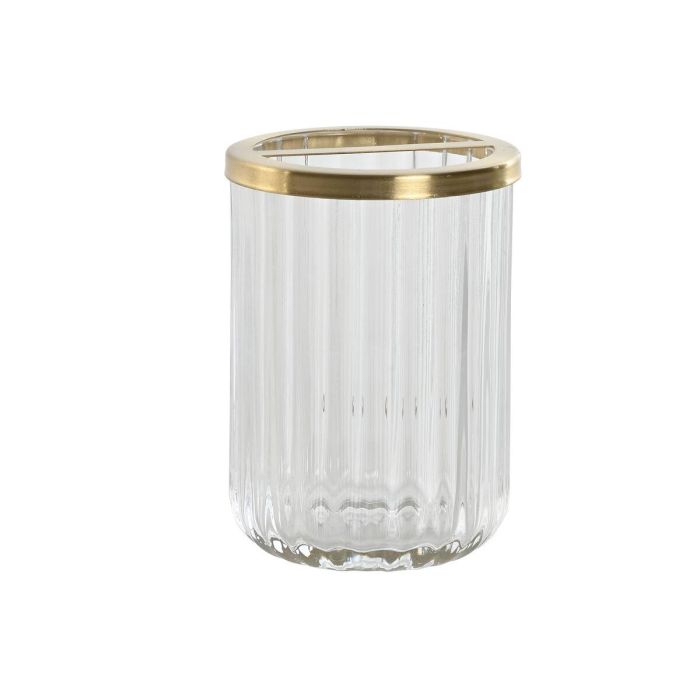 Vaso DKD Home Decor Transparente Dorado 7.5 x 10 x 7.5 cm