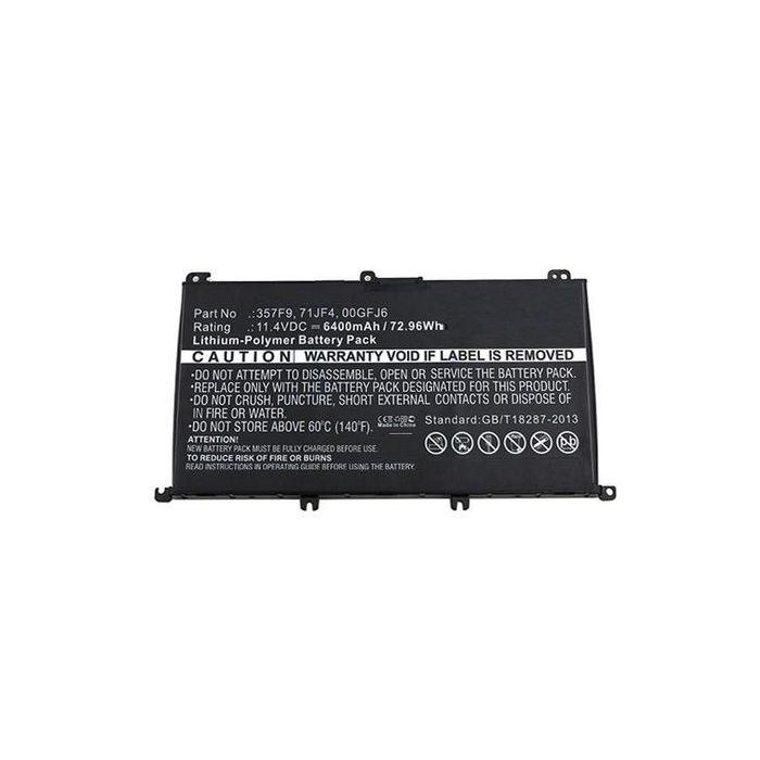 CoreParts Batería para Portátil Dell 73.00Wh Li-Pol 11.4V 6400mAh Negra INS15PD-1548B, INS15PD-1548R, INS15PD-1748B, INS15PD-1748R, INS1 1