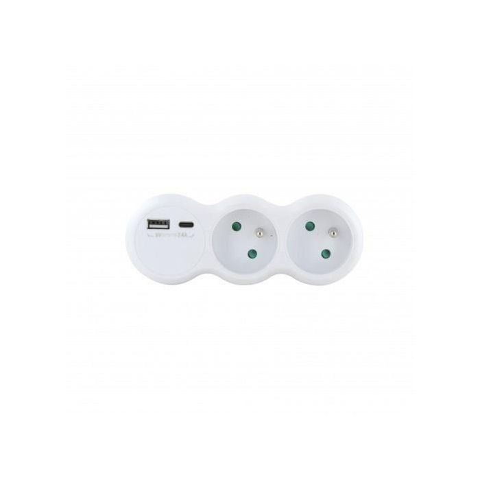 Lote 2 dominó CHACON - 47002 - 2x16A con USB-A +USB-C - Blanco (FR) 4