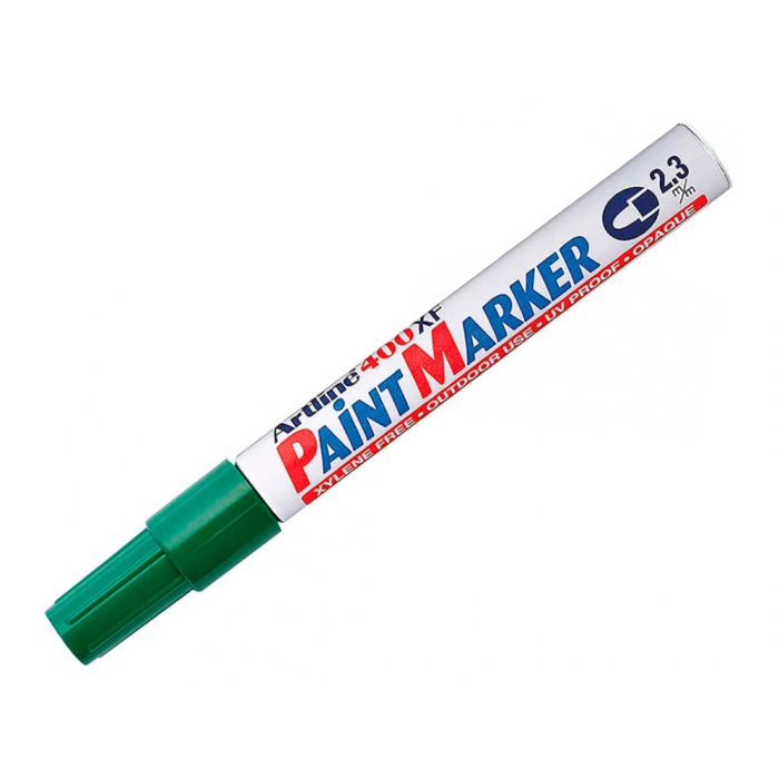 Artline EK-400 XF Rotulador Permanente Verde Punta Redonda 2.3 mm Ideal para Metal Caucho y Plástico 1