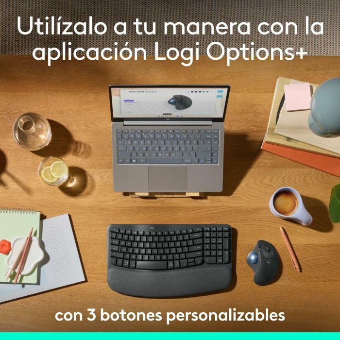 Logitech M575s Ratón Trackball Ergonómico Inalámbrico con Bluetooth/USB, 5 Botones, 2000 DPI, Negro