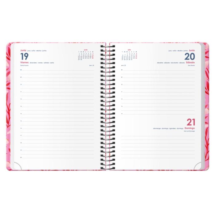 Dohe 13248 - 26 Agenda 2026 Día Página CHARM Lady Espiral Metálica Oro con Goma y Tapas Duras 15 x 21 cm Estampada