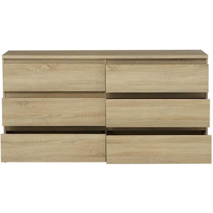 Cómoda CHELSEA de 6 cajones - Color roble - L 154 x P 42,2 x H 79,9 cm 2 Cómoda CHELSEA de 6 cajones - Color roble - L 154 x P 42,2 x H 79,9 cm 2