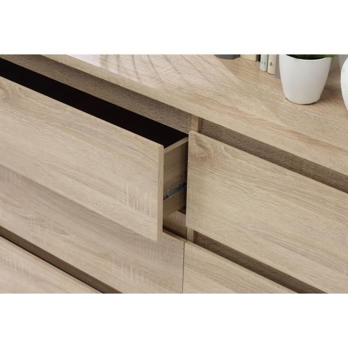 Cómoda CHELSEA de 6 cajones - Color roble - L 154 x P 42,2 x H 79,9 cm 3 Cómoda CHELSEA de 6 cajones - Color roble - L 154 x P 42,2 x H 79,9 cm 3