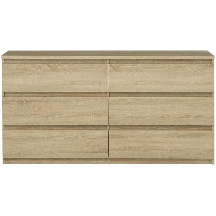 Cómoda CHELSEA de 6 cajones - Color roble - L 154 x P 42,2 x H 79,9 cm 4 Cómoda CHELSEA de 6 cajones - Color roble - L 154 x P 42,2 x H 79,9 cm 4