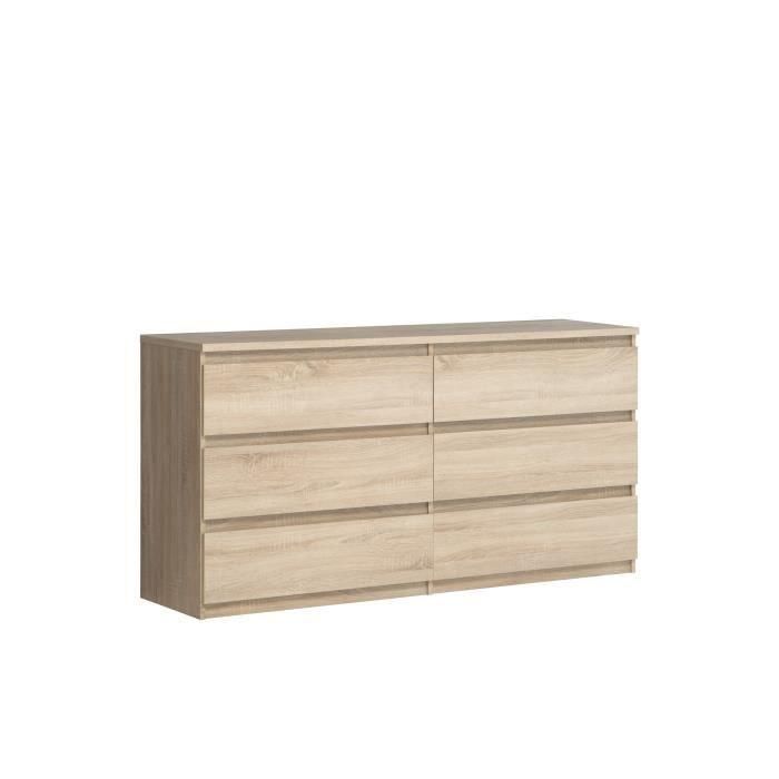 Cómoda CHELSEA de 6 cajones - Color roble - L 154 x P 42,2 x H 79,9 cm 0 Cómoda CHELSEA de 6 cajones - Color roble - L 154 x P 42,2 x H 79,9 cm 0