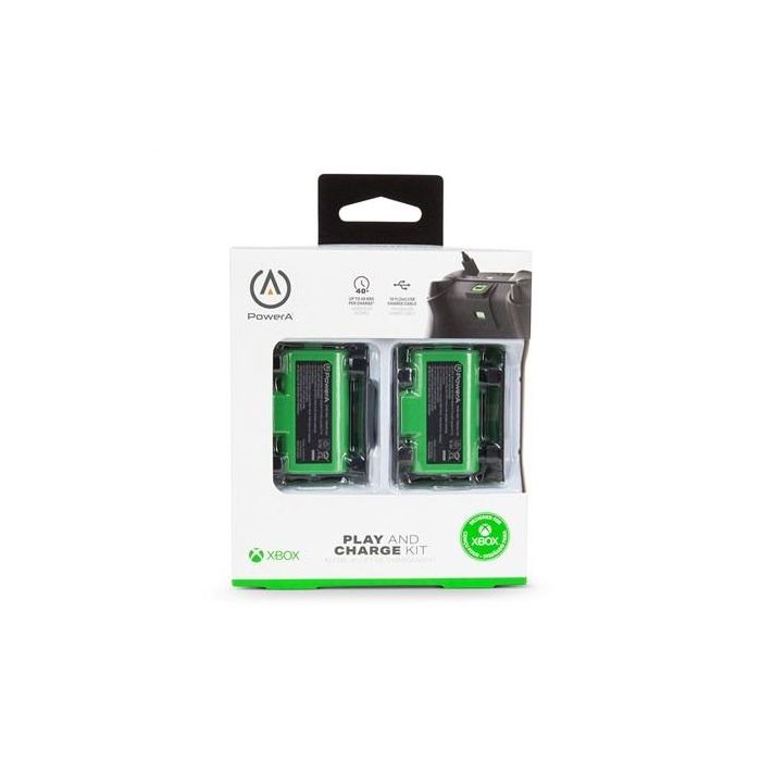 Power A 1518375-01 Kit Carga y Juega para Xbox Series X/S - 2 Baterías Recargables, Cable USB 3m, Compatible con Mandos Inalámbricos 2