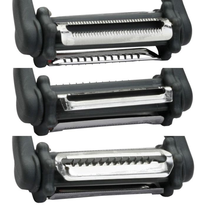 Easy Make Pelador 3 Hojas Diferentes ABS y Acero Inoxidable Mango Antideslizante Cortar Frutas y Verduras 6