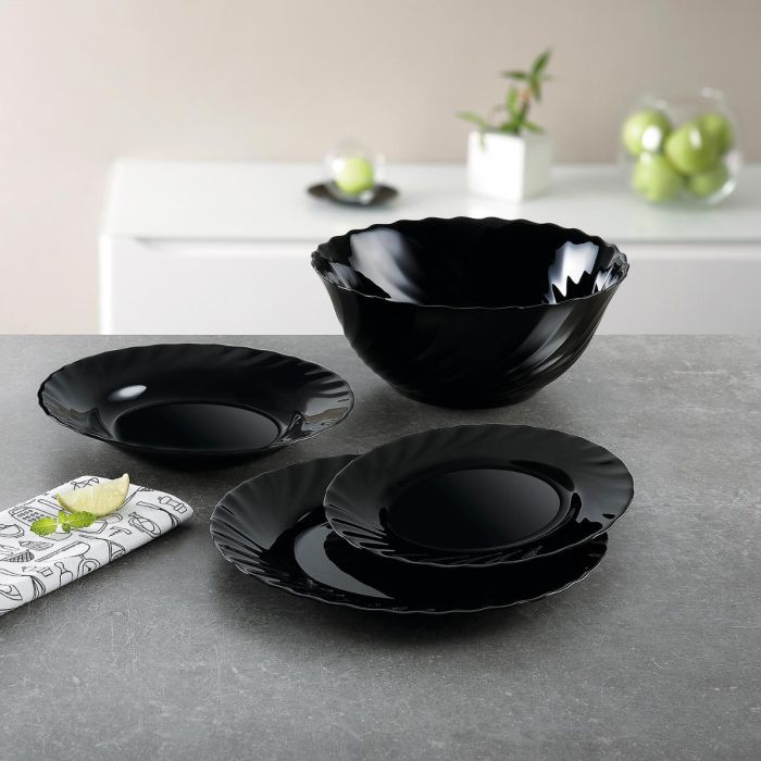 Plato Postre Vidrio Trianon Negro Luminarc 19,5 cm 1