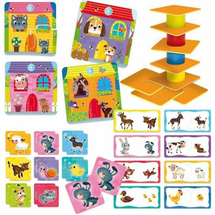 Lisciani Giochi Carotina Baby - 4 Juegos en 1: Truco, Lógica, Memo, Puzzle - 25 Piezas de Colores para Apilar - Niños y Niñas +12 Meses 1
