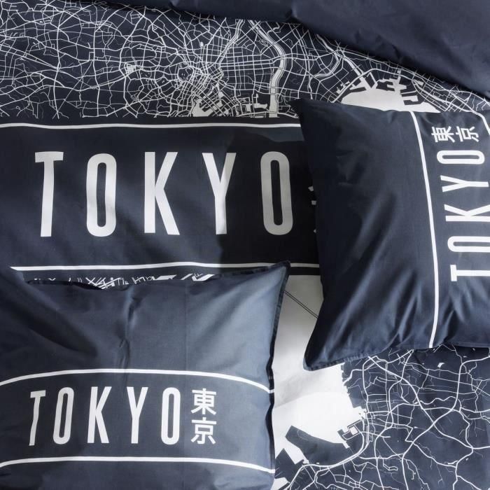 Juego de cama - TODAY - JAVA - 2 personas - 240x220 cm - Algodón - Estampado Tokio - Azul oscuro 3 Juego de cama - TODAY - JAVA - 2 personas - 240x220 cm - Algodón - Estampado Tokio - Azul oscuro 3