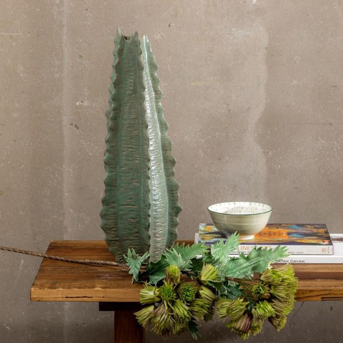 Jarrón Verde Cerámica Decoración 19 X 18,50 X 53,50 cm