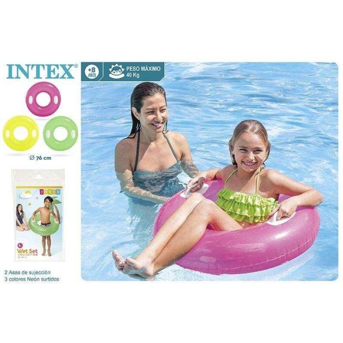 Intex Flotador Rueda Neón Hinchable PVC 76 cm con Asas para Niños +8 Años - Modelos Surtidos 4