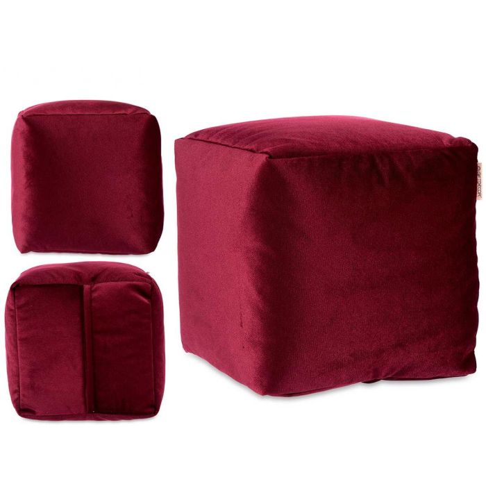 Puff Cuadrado Terciopelo 30x30 cm Granate - Giftdecor (4 Unidades)