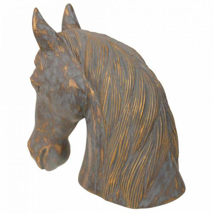 Figura Decorativa Alexandra House Living Gris Dorado Poliresina Caballo 15 x 31 x 31 cm 4