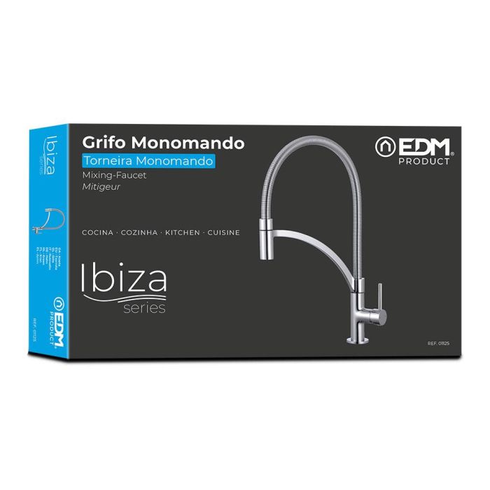 Edm Grifo monomando de cocina caño alto serie Ibiza, cromado, latón, cartucho cerámico 2 Edm Grifo monomando de cocina caño alto serie Ibiza, cromado, latón, cartucho cerámico 2