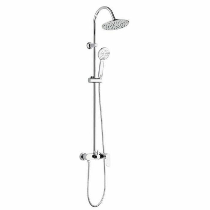 Edouard Rousseau Columna de ducha Dakota Grifo mezclador mecánico Cromada Cabezal Ø 200mm Ducha Mano Ø 100mm Montaje Pared Ahorro Agua