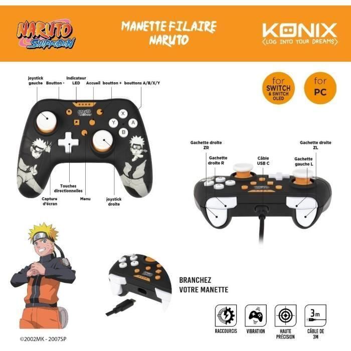Gamepad - KONIX - Naruto - Negro - Switch 2