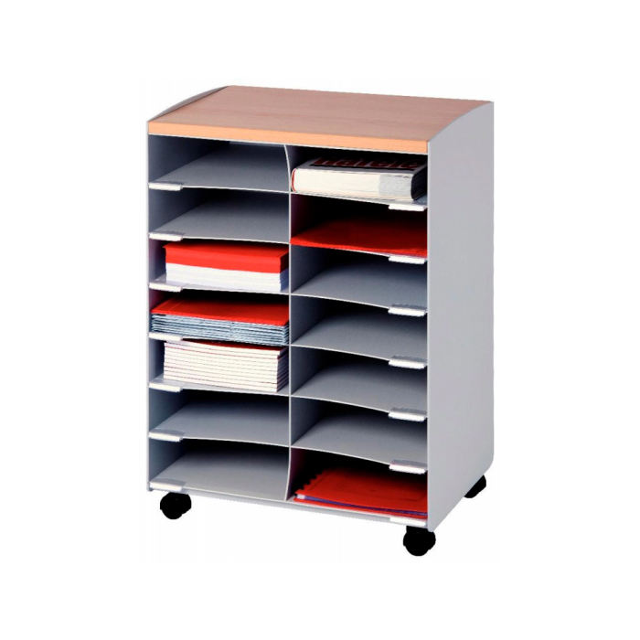 Paperflow Mueble Auxiliar con Ruedas Pivotantes, 14 Casillas, Gris, 720x514x330 mm 1