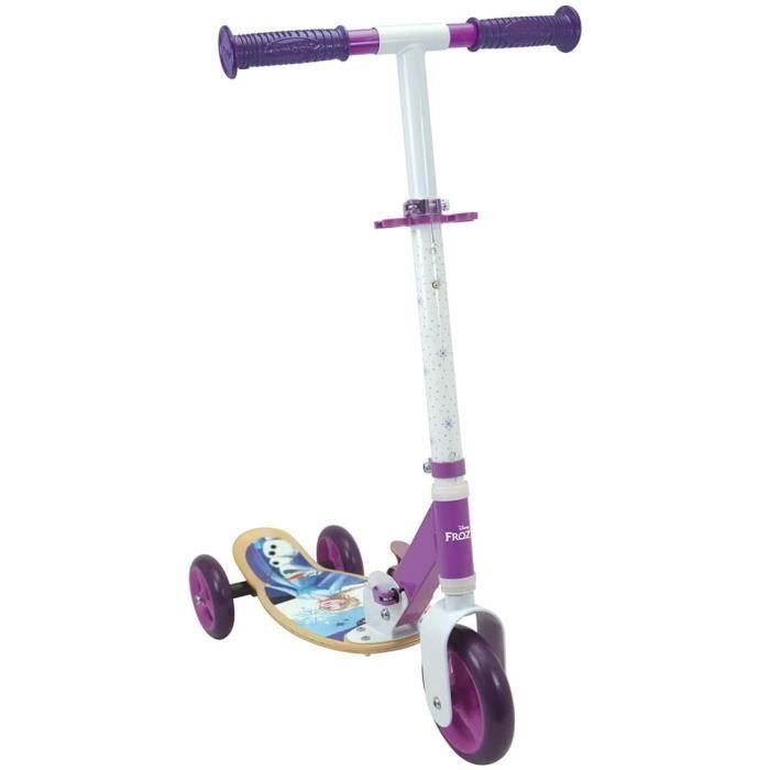 Smoby Patinete Plegable 3 Ruedas Frozen de Madera y Metal con Manillar Regulable y Reposapiés Antideslizante