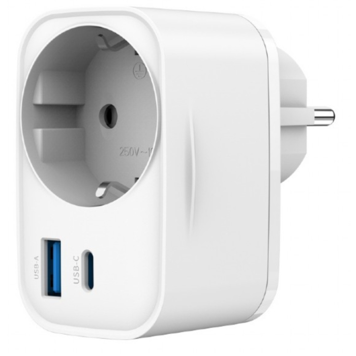 Gembird TA-ACPDQC20-01-W Cargador Dispositivo Móvil Universal Carga Rápida Puertos USB-C y USB 2.0 Blanco Interior 110-230V