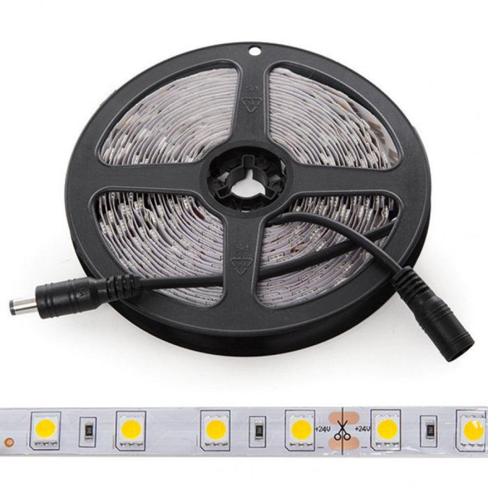 Tira de 300 LEDs 60W 7.000Lm CRI85 6000ºK SMD5050 24VDC IP20 x5M 40.000H [CA-5050-60-24-CW]-Blanco Frío 1
