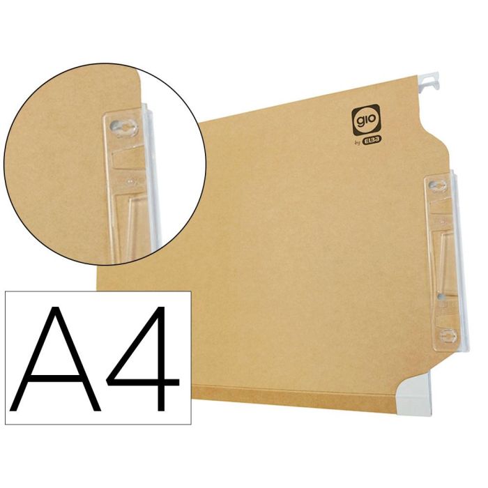 Gio Carpeta Colgante Visor Lateral Arcón Kraft Bicolor Cartulina A4 Con Etiquetas -25U-