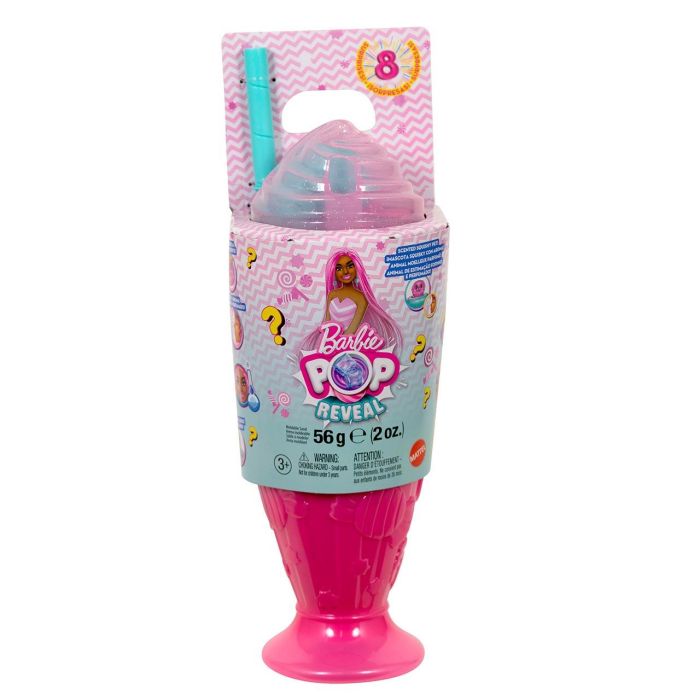 Mattel Muñeca Sorpresa Barbie Pop Reveal con Vaso Rosa, Desempaca 8 Sorpresas Incluidas para Niñas a partir de 3 Años 3