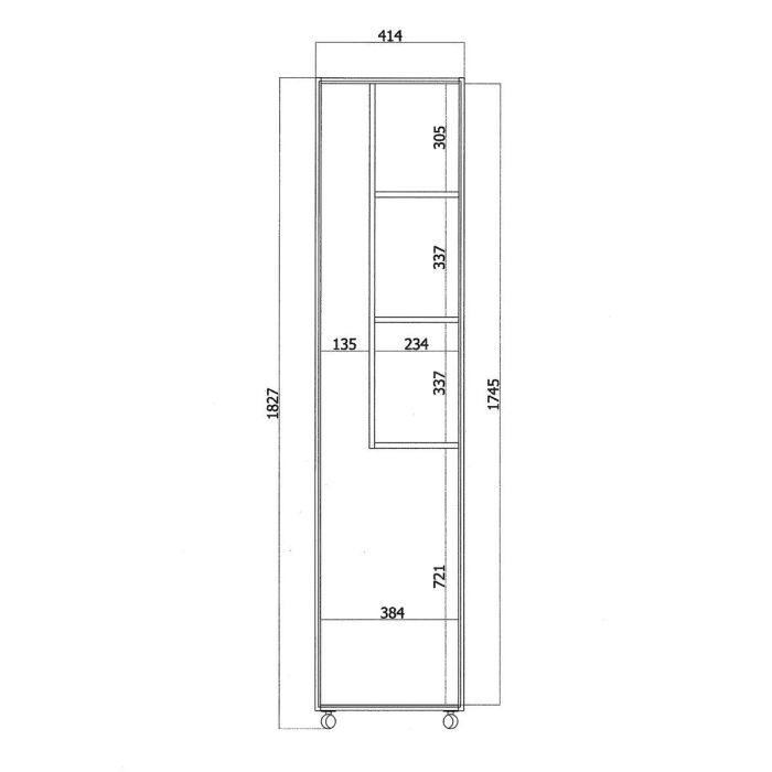 Armario Escobero Alexandra House Living Blanco Madera MDP 42 x 183 x 41 cm 1 puerta Reversible Con ruedas 1