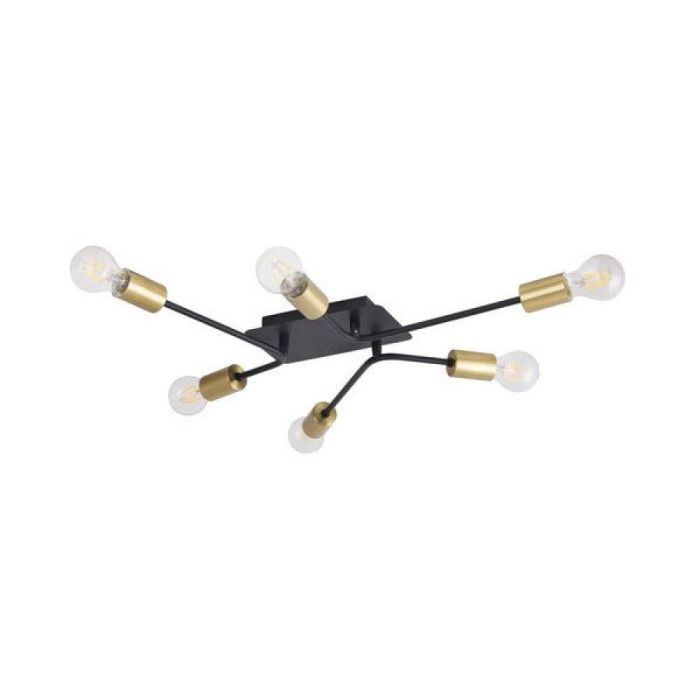 RABALUX RAB-2103 Plafón Lanny Lámpara Techo Industrial 6xE27 IP20 Negro Dorado Metálico 60cm 0 RABALUX RAB-2103 Plafón Lanny Lámpara Techo Industrial 6xE27 IP20 Negro Dorado Metálico 60cm 0
