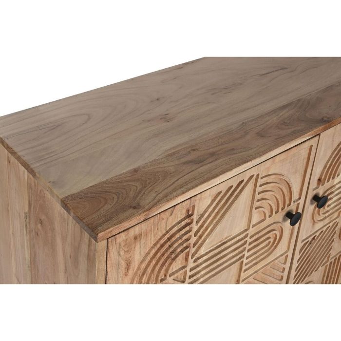 DKD Home Decor Buffet Moderno Marrón Negro de Acacia y Metal con 3 Puertas, 2 Estanterías, Desmontable 145x40x80 cm 5