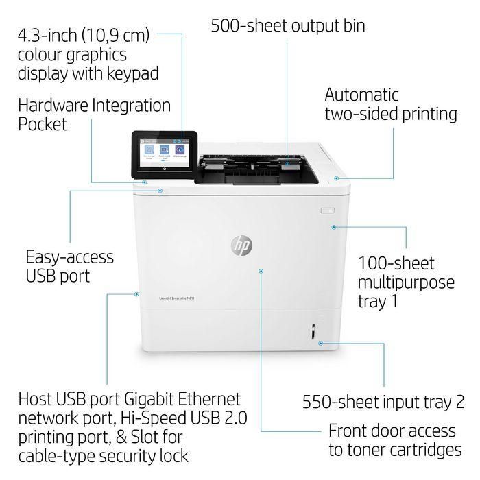 HP Impresora laser monocrono laserJet Enterprise M611dn 23 HP Impresora laser monocrono laserJet Enterprise M611dn 23