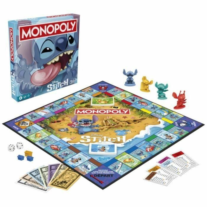 Monopoly Stitch, juego de mesa, de 2 a 4 jugadores, 30 minutos, edición Disney Lilo & Stitch, a partir de 8 años 1