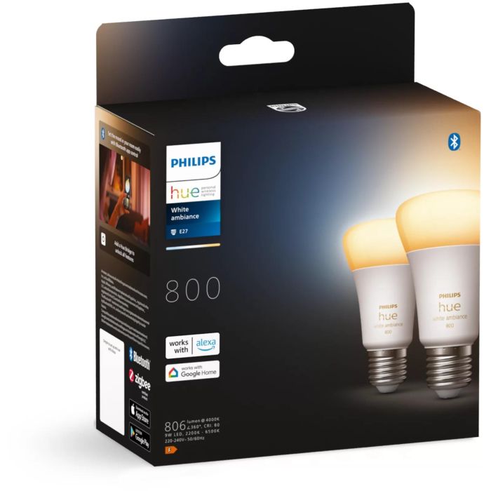 Philips Hue White Ambiance E27 Doble Pack 2x570lm (equivalente a 60W) 2 Philips Hue White Ambiance E27 Doble Pack 2x570lm (equivalente a 60W) 2
