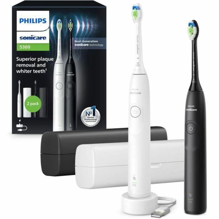 Philips HX7109/01 Cepillo de dientes eléctrico Sonicare Mango doble Serie 5300 Blanco y negro 4