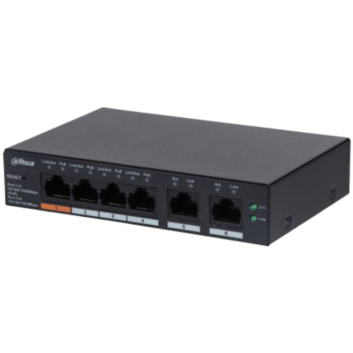 Dahua Technology DH-CS4006-4GT-60 Switch Gestionado L2 Gigabit Ethernet 6 Puertos (4 PoE) Negro Montaje en Pared
