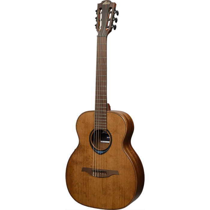 LAG Guitarra Acústica Travel Nylon Blue Wave 1 Electroacústica Cedro Rojo Macizo Caoba Marrón Natural Satinado 2