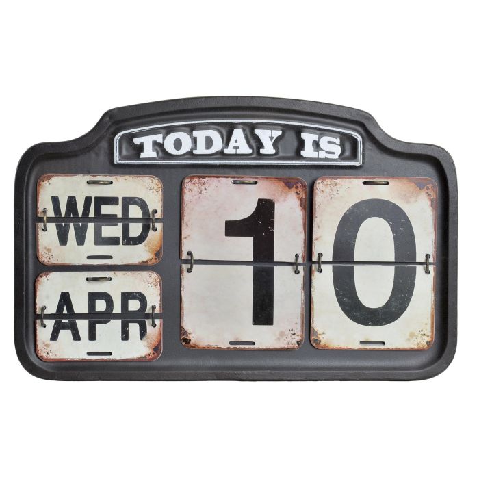 Calendario Vintage DKD Home Decor Negro Blanco 3.5 x 27 x 42 cm