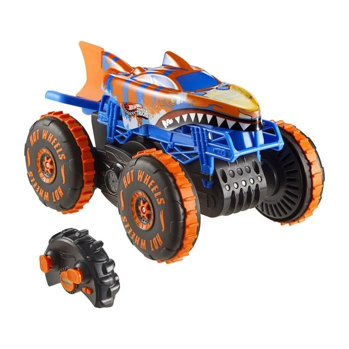 Hot Wheels Vehículo Escalador Tiger Shark a Batería Monster Trucks JFR39