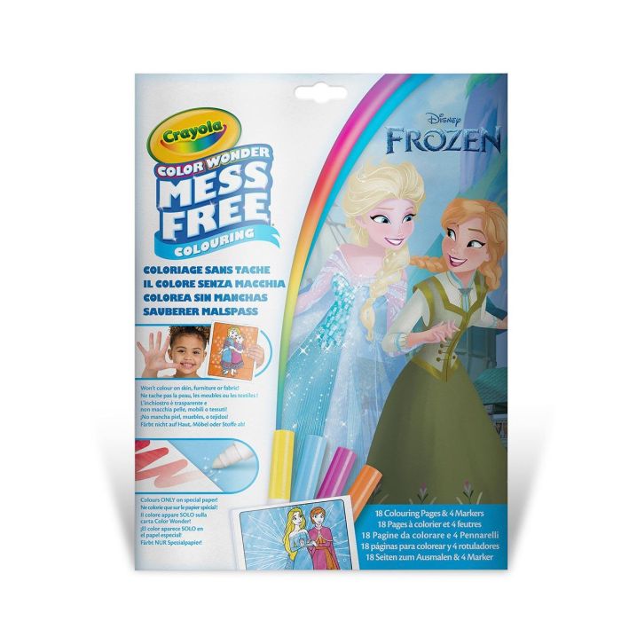 Crayola 75-2664 Color Wonder Colorea Sin Manchas Frozen Disney - 18 Páginas para Colorear y 4 Rotuladores con Dibujos Secretos (+3 Años)