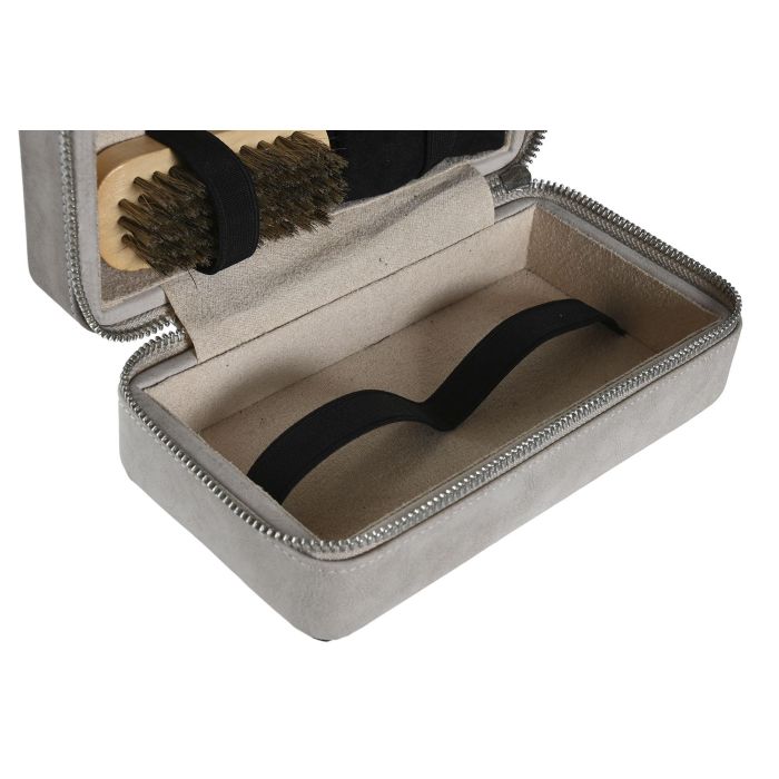 DKD Home Decor Set de 6 Limpia Zapatos Gris Claro y Marron Oscuro 10.5 x 7 x 19.5 cm 1