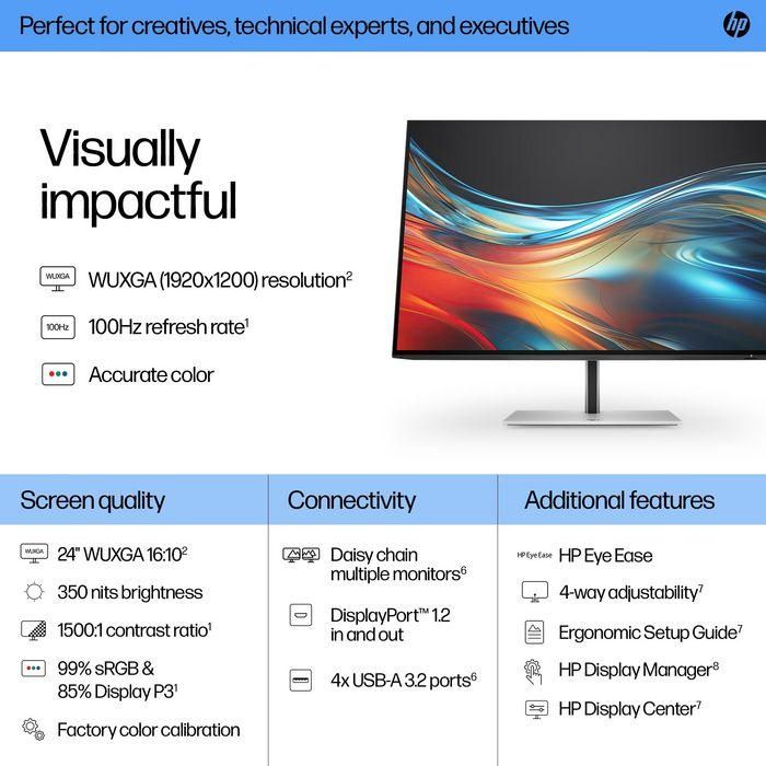 HP Series 7 Pro 24 inch WUXGA Monitor - 724pn 2 HP Series 7 Pro 24 inch WUXGA Monitor - 724pn 2