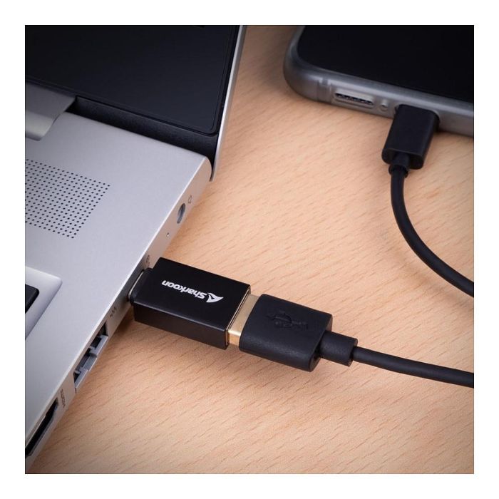 Sharkoon OfficePal Adaptador USB-A a USB-C / USB-C a USB-A USB 3.2 Gen 1 Negro 2 Piezas