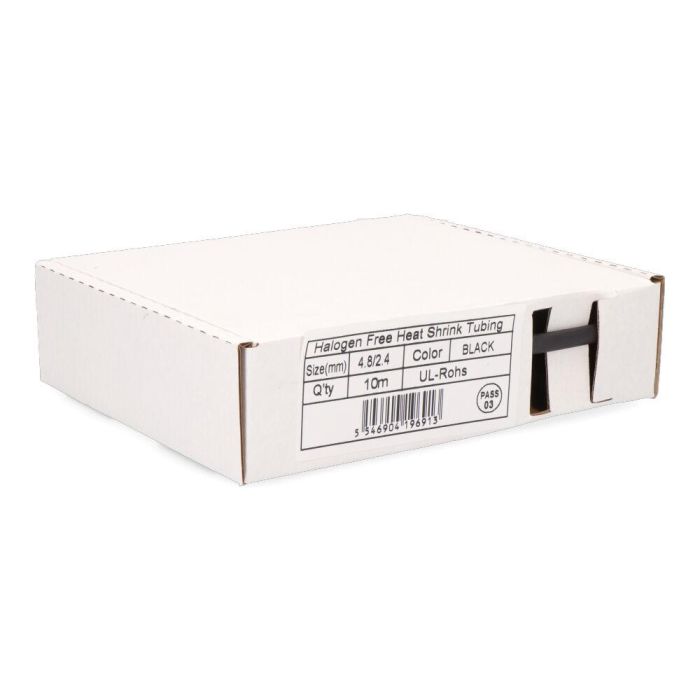 Manguito termorretráctil negro Ø4,8 - 2,4 mm 10m 1