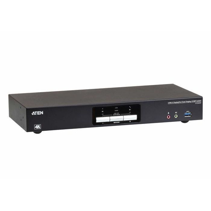 Aten CS1942DP Switch KVM 2 Puertos, 4K, USB 3.0, Doble DisplayPort, Dual Display, 3.5mm, RJ-45, HDCP, 335x156.6x44 mm 3