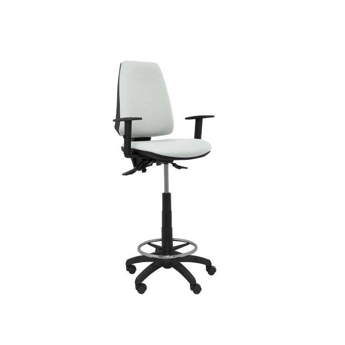 Taburete Piqueras Y Crespo Elche S Brazos Regulables Ergonomico Mecanismo Asincro Regulable En Altura Aro Reposapies Cromado Ruedas Nailon Asiento Y Respaldo Tapizados Bali Gris Claro