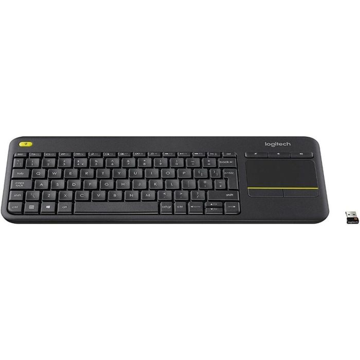 Logitech K400 Plus Teclado TV Multimedia Inalámbrico AZERTY con Panel Táctil, Alcance 10m y 18 Meses Batería Logitech K400 Plus Teclado TV Multimedia Inalámbrico AZERTY con Panel Táctil, Alcance 10m y 18 Meses Batería