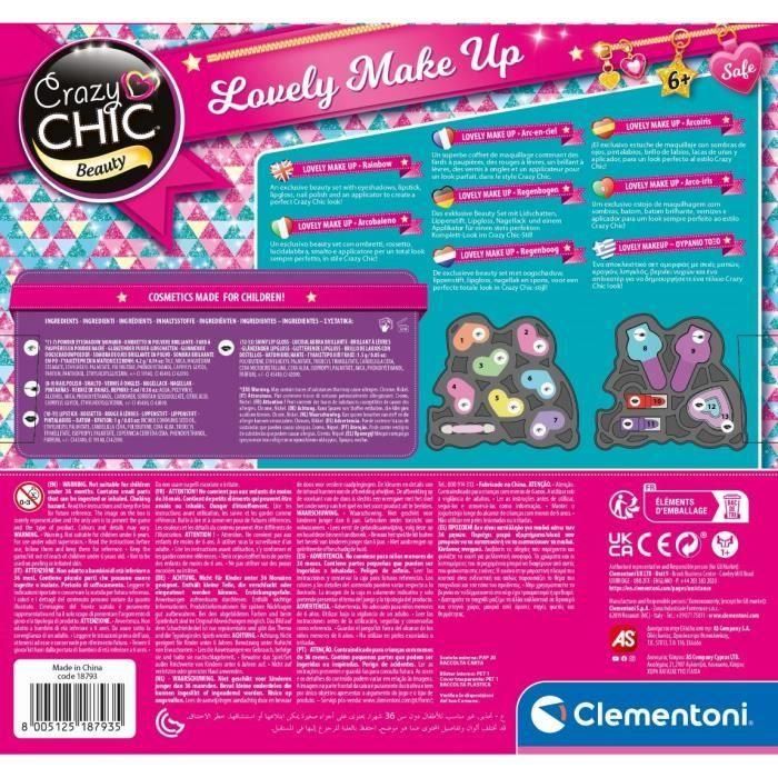 Clementoni - Set de maquillaje Rainbow - 2 paletas de sombras de ojos, pintalabios y esmalte de uñas - A partir de 6 años 4